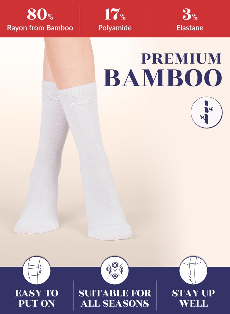 Hugh Ugoli Women Rayon Dress Socks, Extremely Soft Thin Crew Socks for Business, Trouser & Casual, Non-Binding & Breathable, White, 3 Pairs, Shoe Size: 9-12 - Image 4